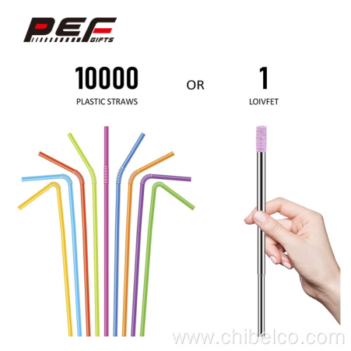 Stainless steel straw set with shell aluminium